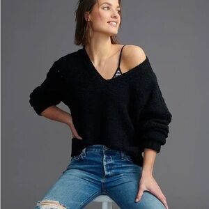 Anthropologie Pilcro Marla V-Neck Corron Wool Blend oversized Sweater Top